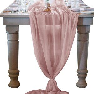29x120 Inches Dusty Rose Chiffon Table Runner